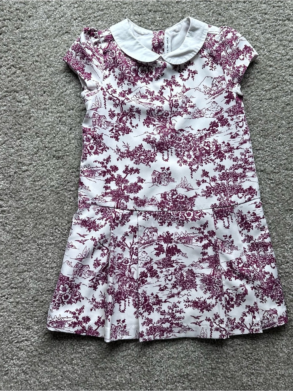 Janie and Jack size 5 girls' White and Burgundy Peter Pan Collar Dress